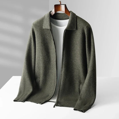 Zippered Lapel Knit Sweater