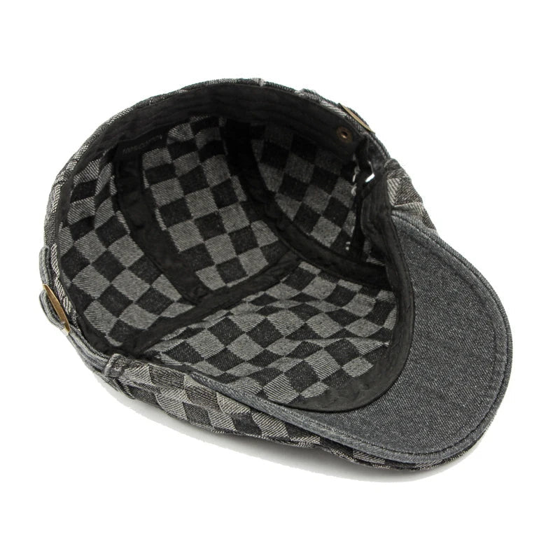 Checkered Newsboy Hat