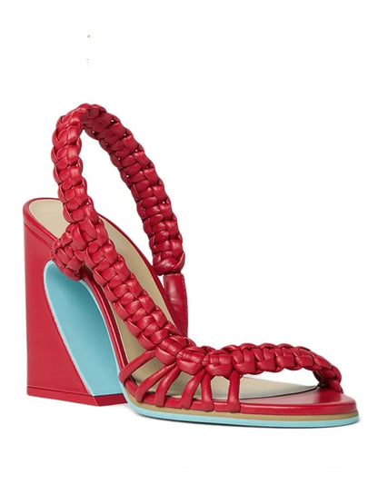 Woven Square Heel Sandals