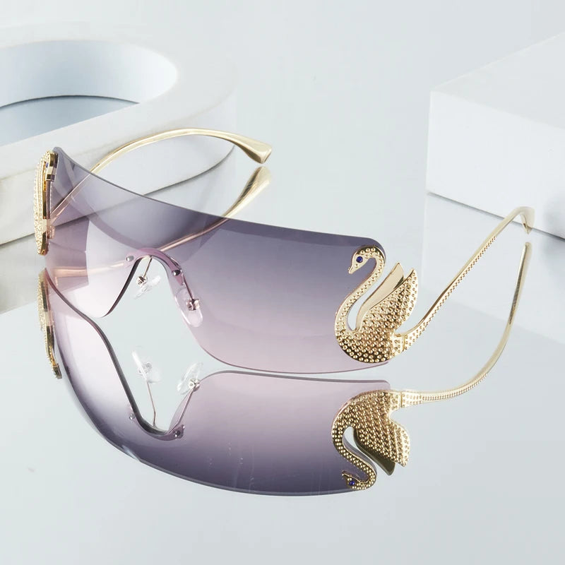 Rhinestone Swan Temple Sunglasses