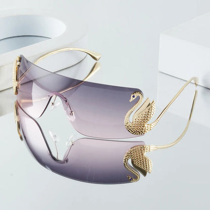 Rhinestone Swan Temple Sunglasses