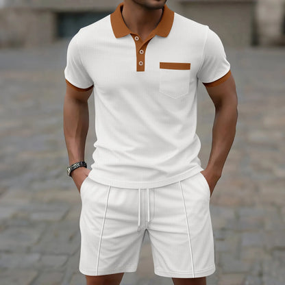 Contrast Collar Polo & Shorts