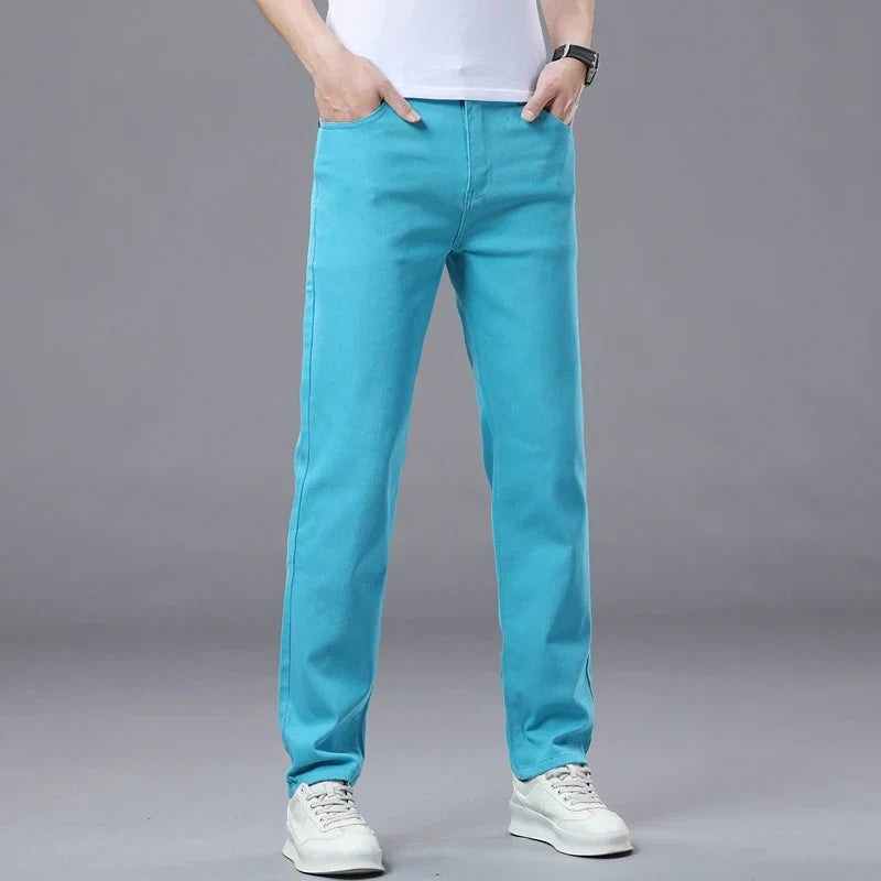 Elastic Colourful Straight Jeans