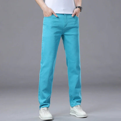 Elastic Colourful Straight Jeans