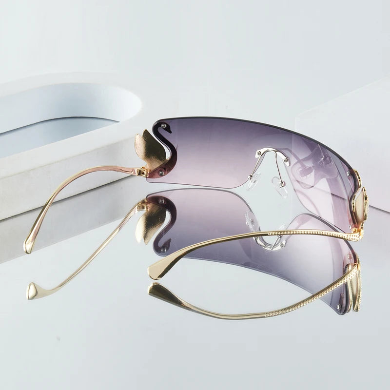 Rhinestone Swan Temple Sunglasses