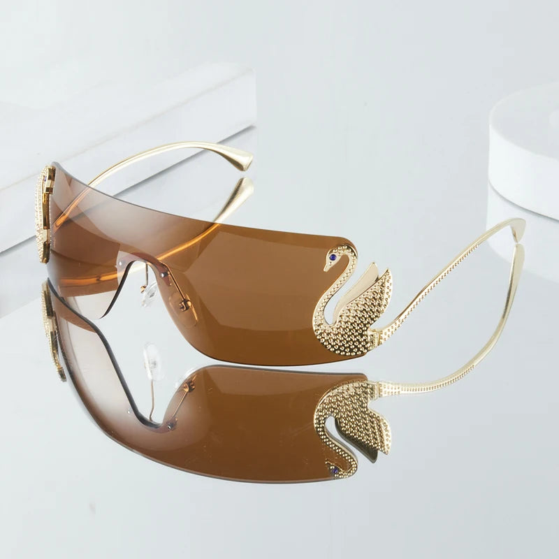 Rhinestone Swan Temple Sunglasses