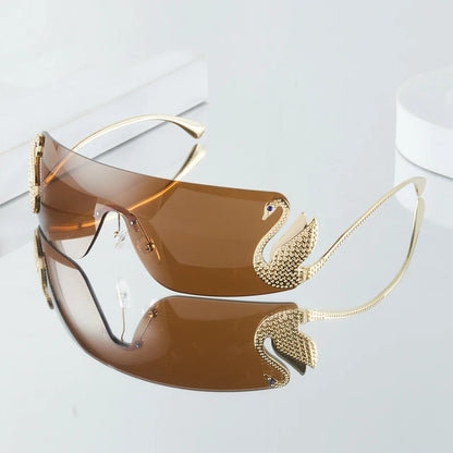 Rhinestone Swan Temple Sunglasses