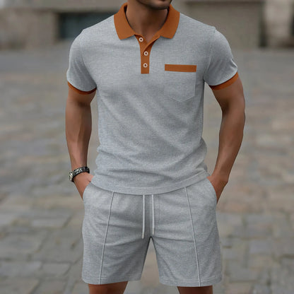 Contrast Collar Polo & Shorts
