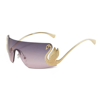 Rhinestone Swan Temple Sunglasses