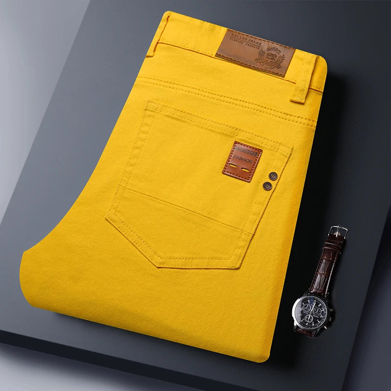Elastic Colourful Straight Jeans