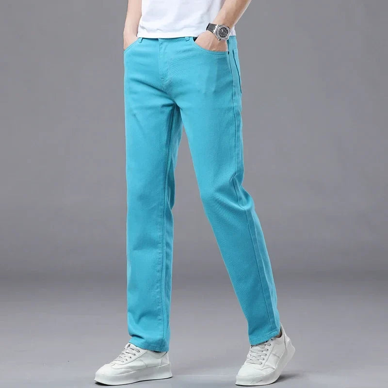 Elastic Colourful Straight Jeans