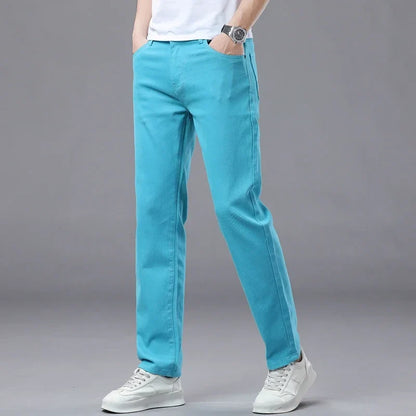 Elastic Colourful Straight Jeans