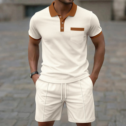 Contrast Collar Polo & Shorts
