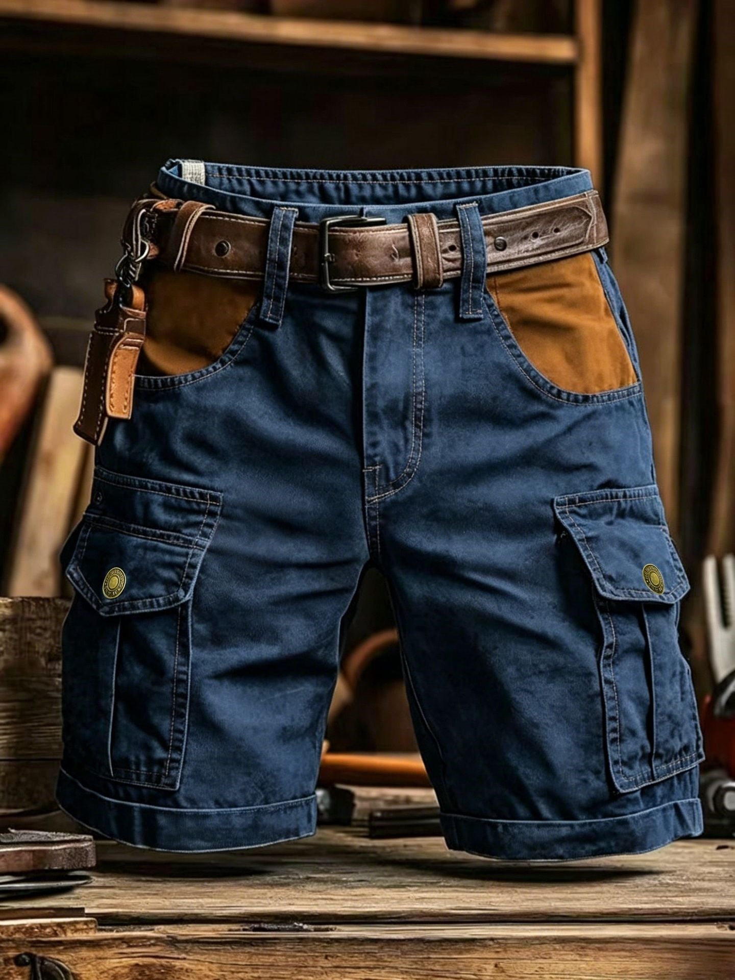 Flap Pocket Knee-Length Shorts