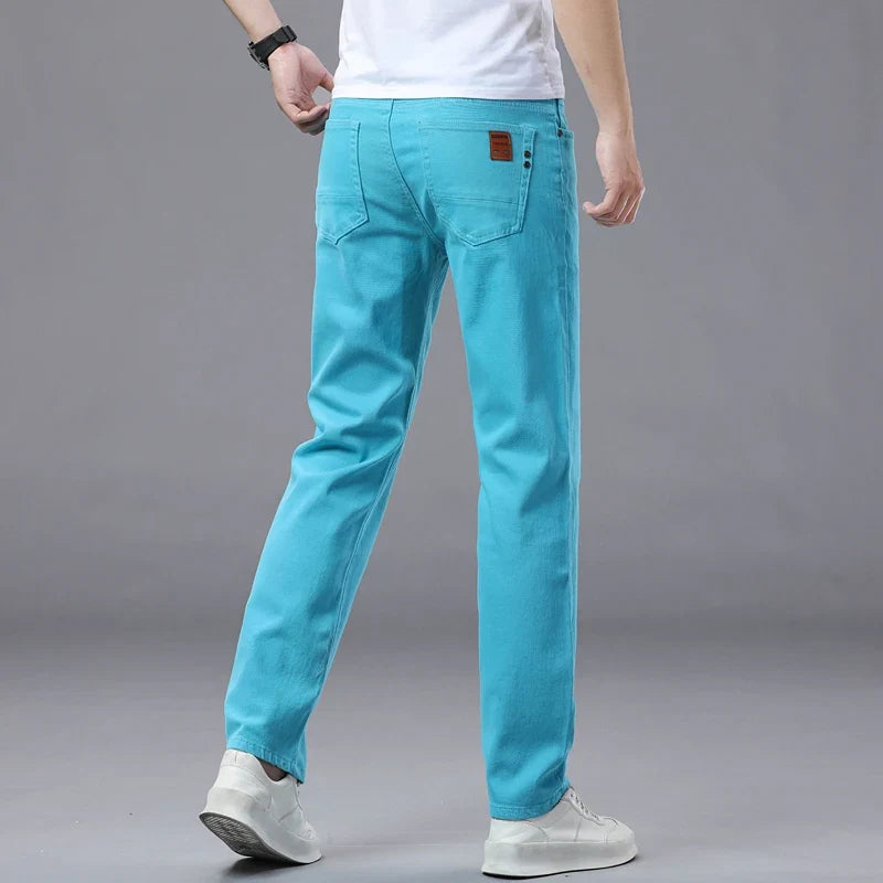 Elastic Colourful Straight Jeans