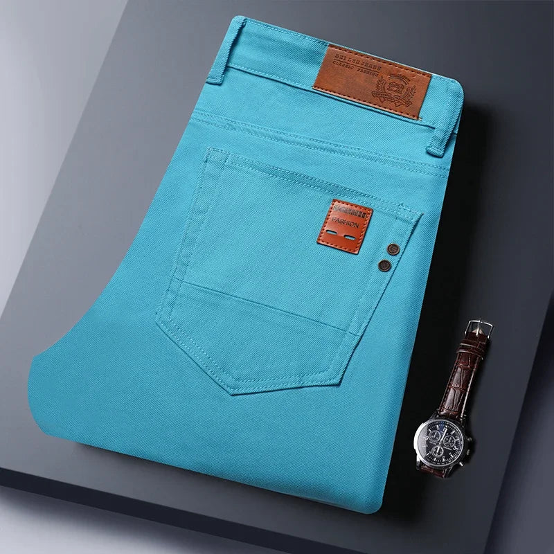 Elastic Colourful Straight Jeans