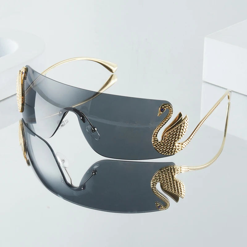 Rhinestone Swan Temple Sunglasses