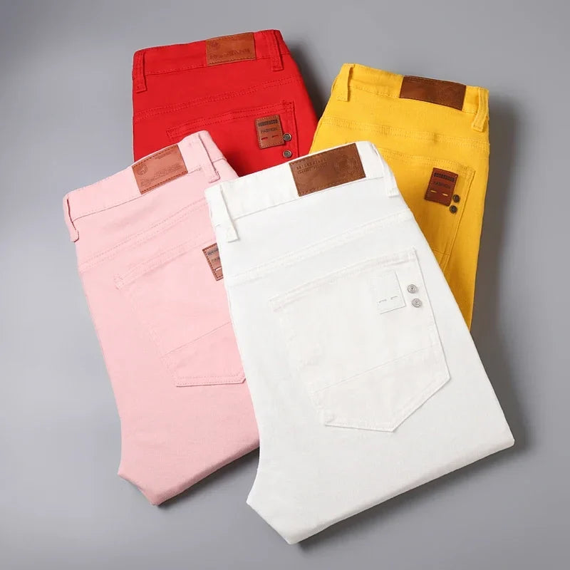 Elastic Colourful Straight Jeans