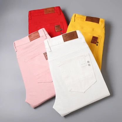 Elastic Colourful Straight Jeans