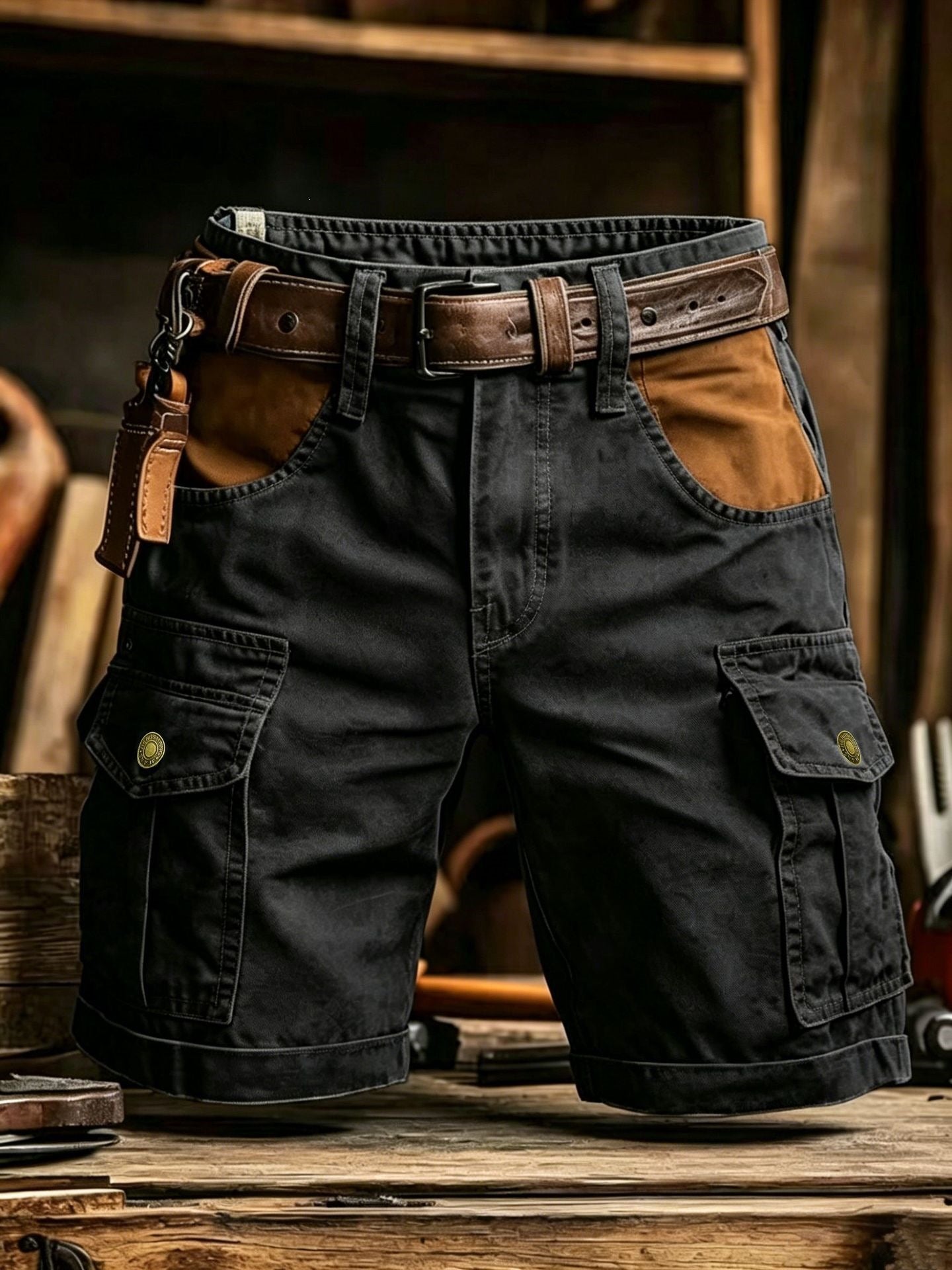 Flap Pocket Knee-Length Shorts
