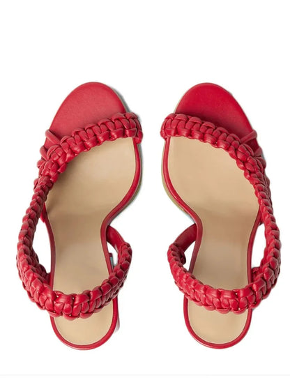 Woven Square Heel Sandals
