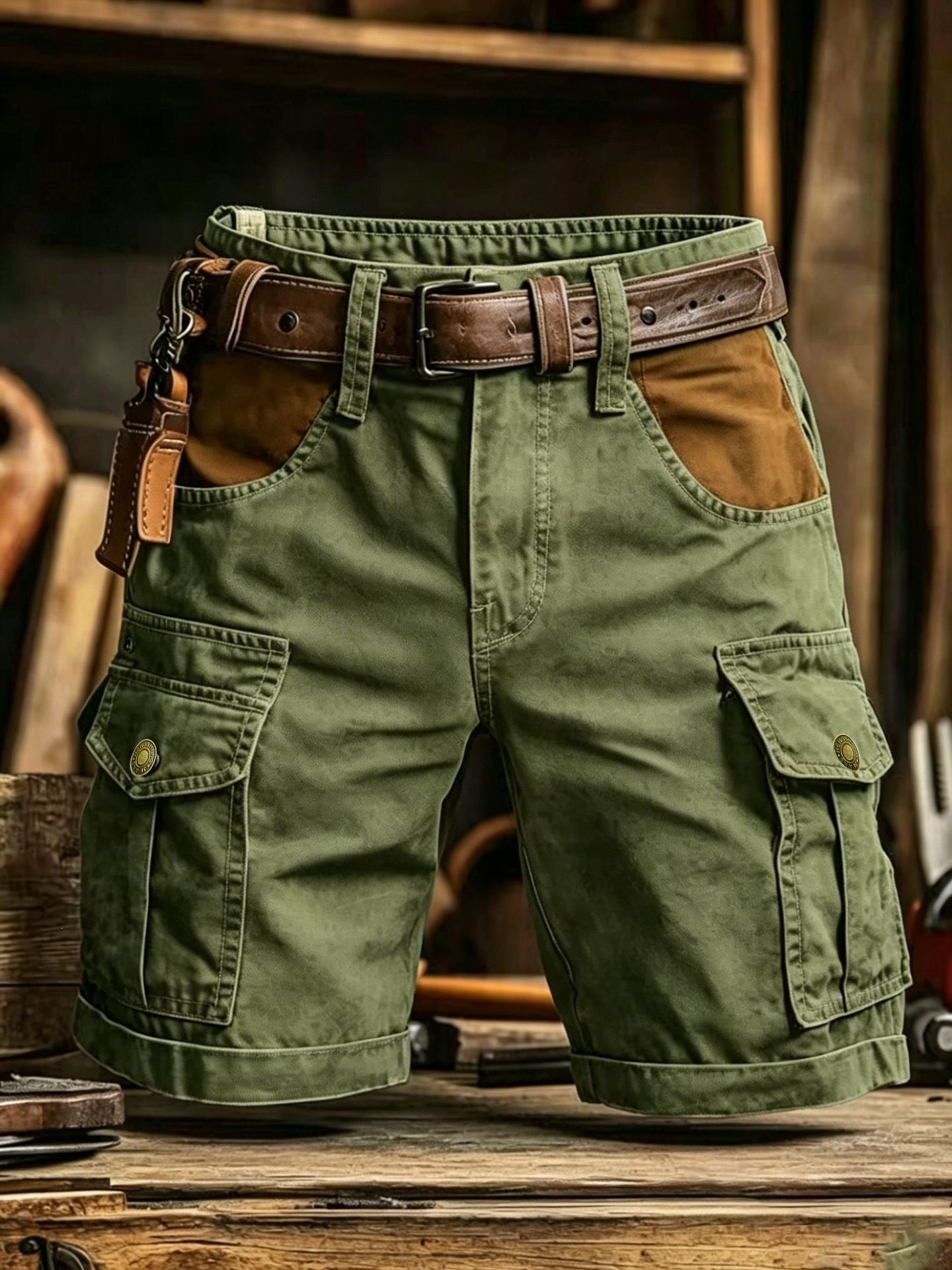 Flap Pocket Knee-Length Shorts