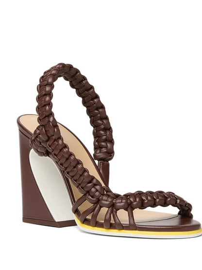 Woven Square Heel Sandals