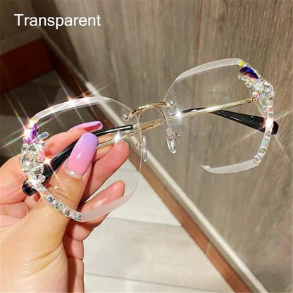 Borderless Rhinestone Metal Sunglasses