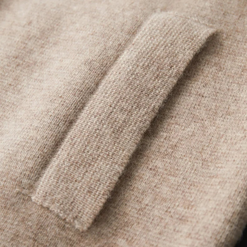 Zippered Lapel Knit Sweater