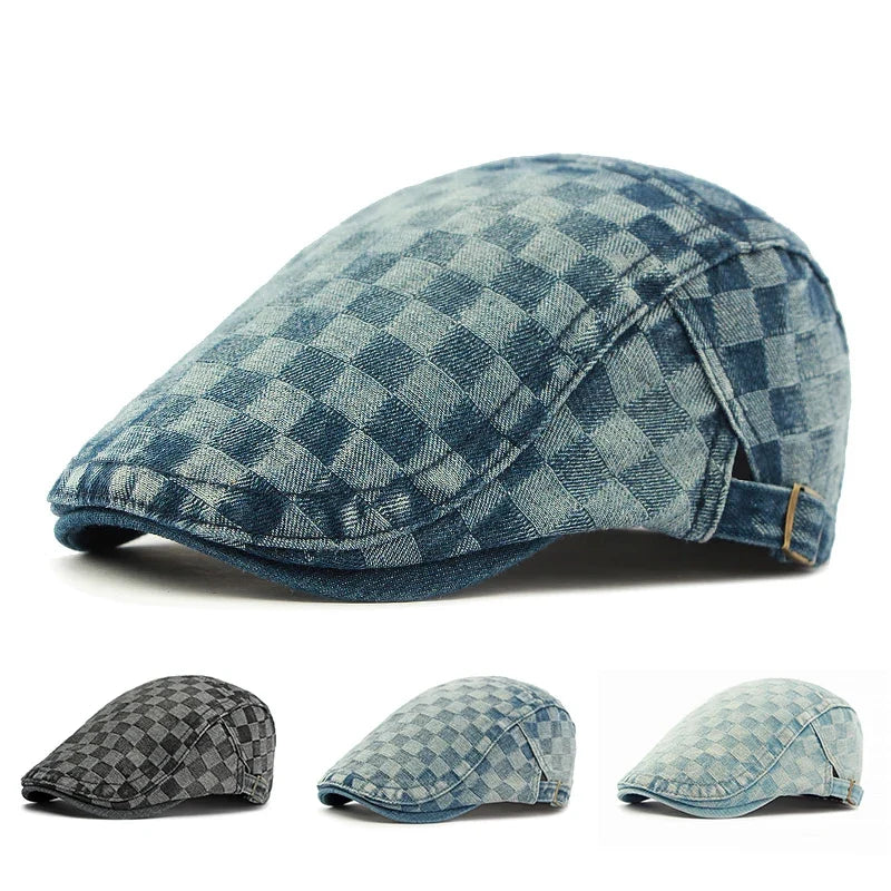 Checkered Newsboy Hat