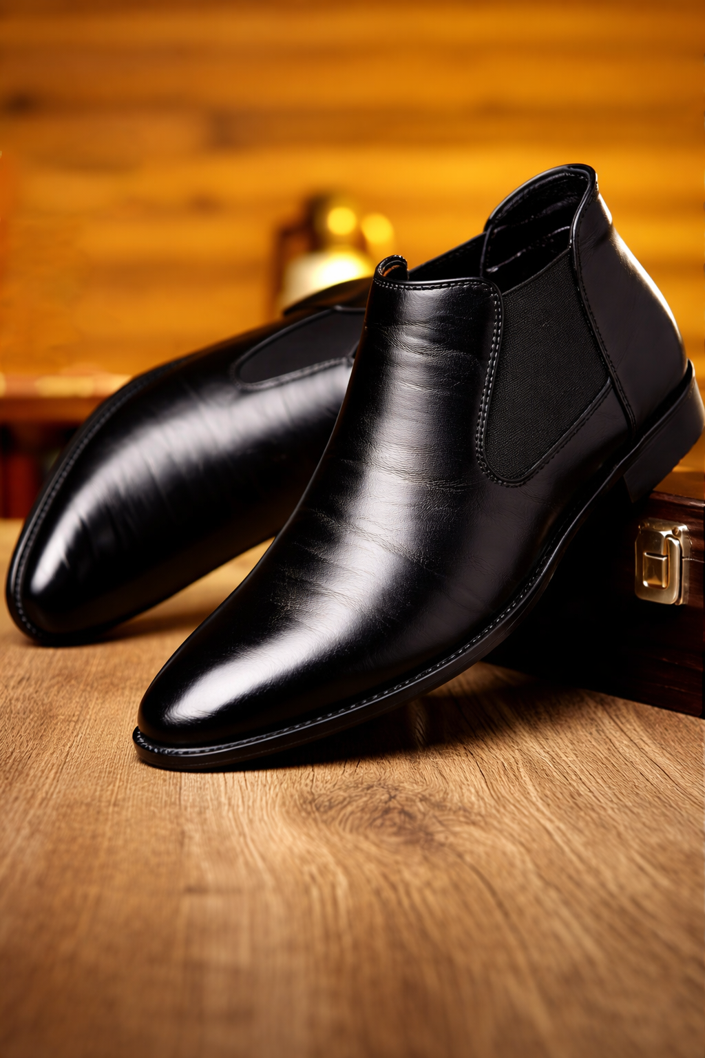 Pointed Toe Leather Ankle Boots