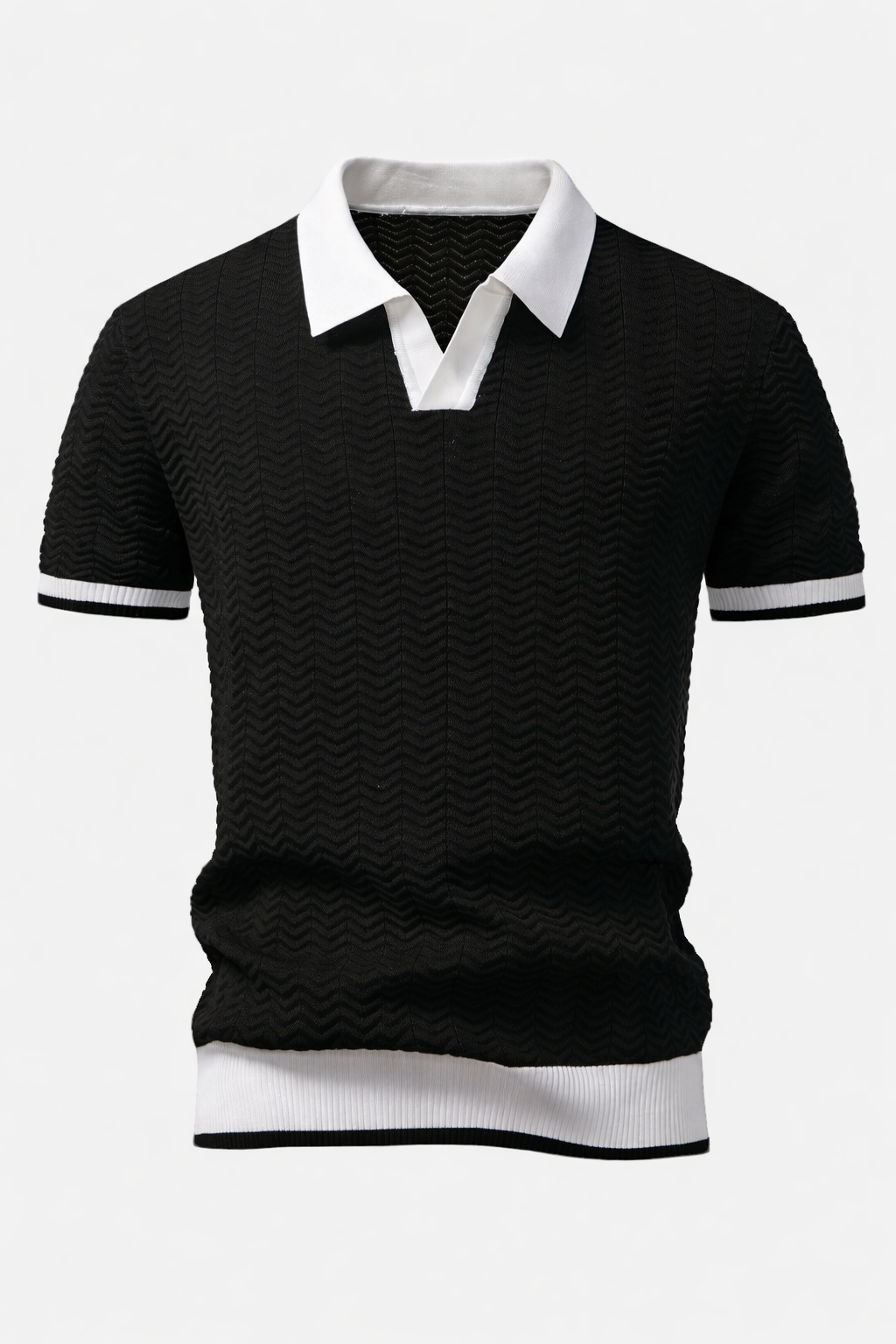Patchwork Knitted Polo Shirt