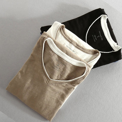 Frayed Collar Raw Cotton Tee