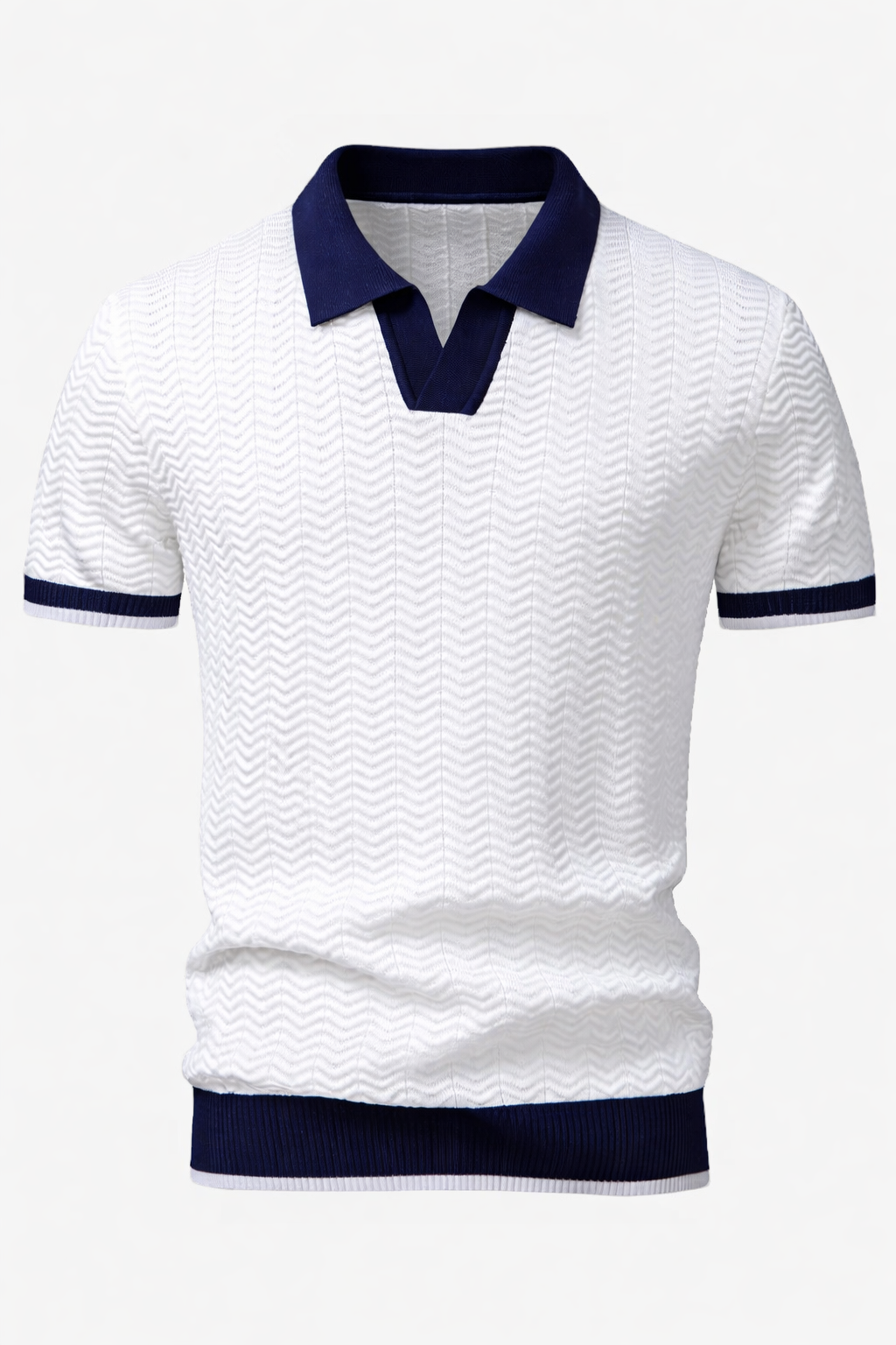 Patchwork Knitted Polo Shirt