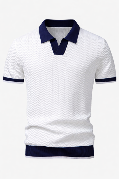 Patchwork Knitted Polo Shirt