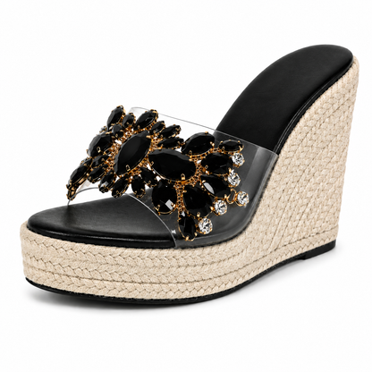 Rhinestone High Heel Slides