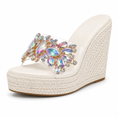 Rhinestone High Heel Slides