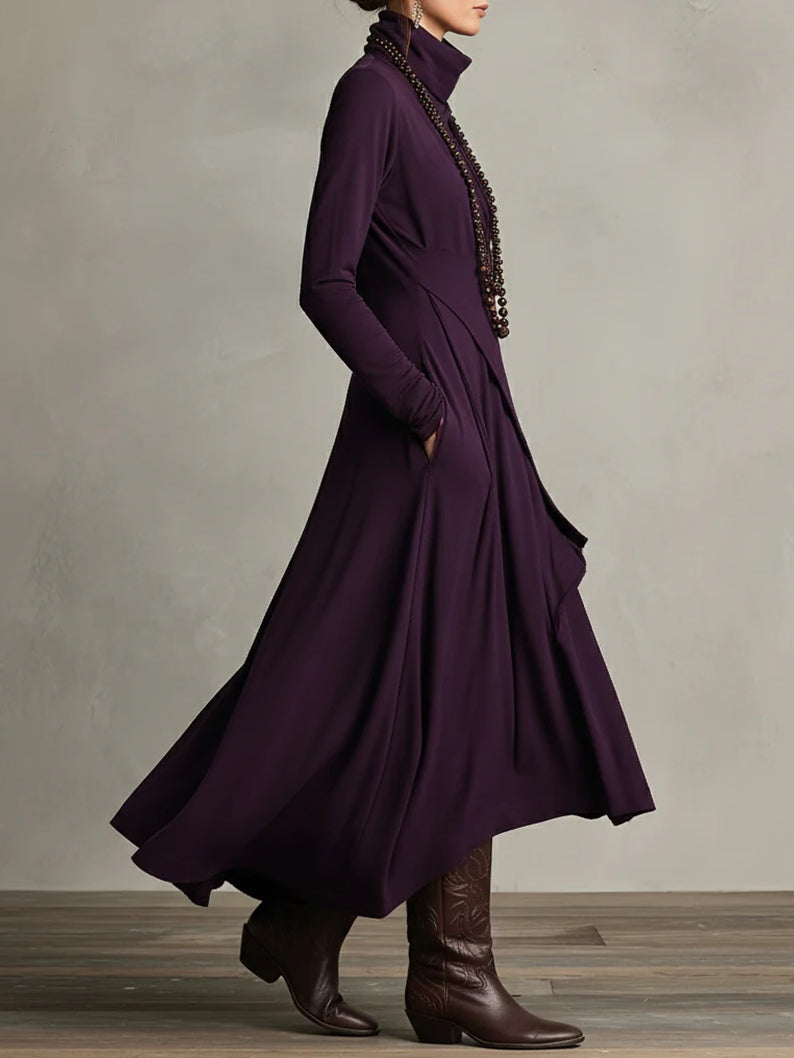 Turtleneck A-Line Long Dress