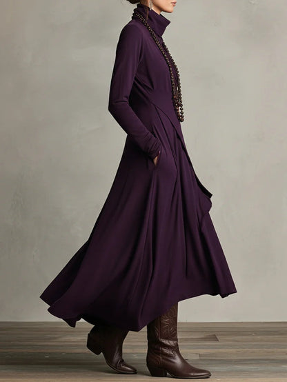 Turtleneck A-Line Long Dress