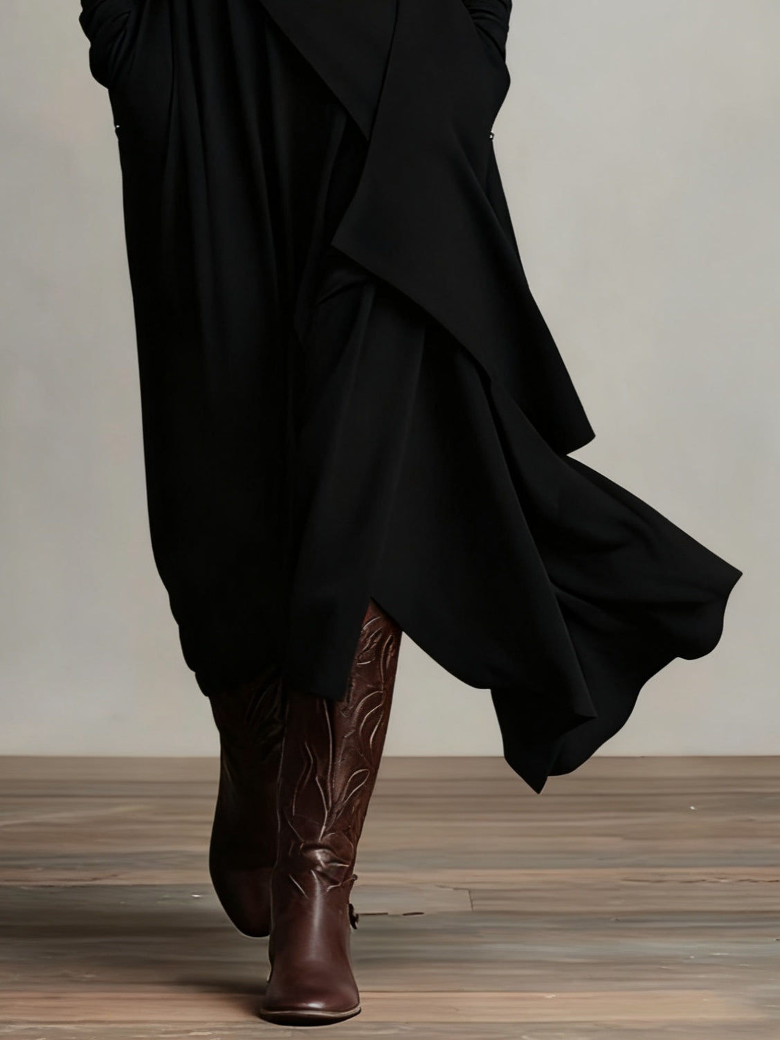 Turtleneck A-Line Long Dress