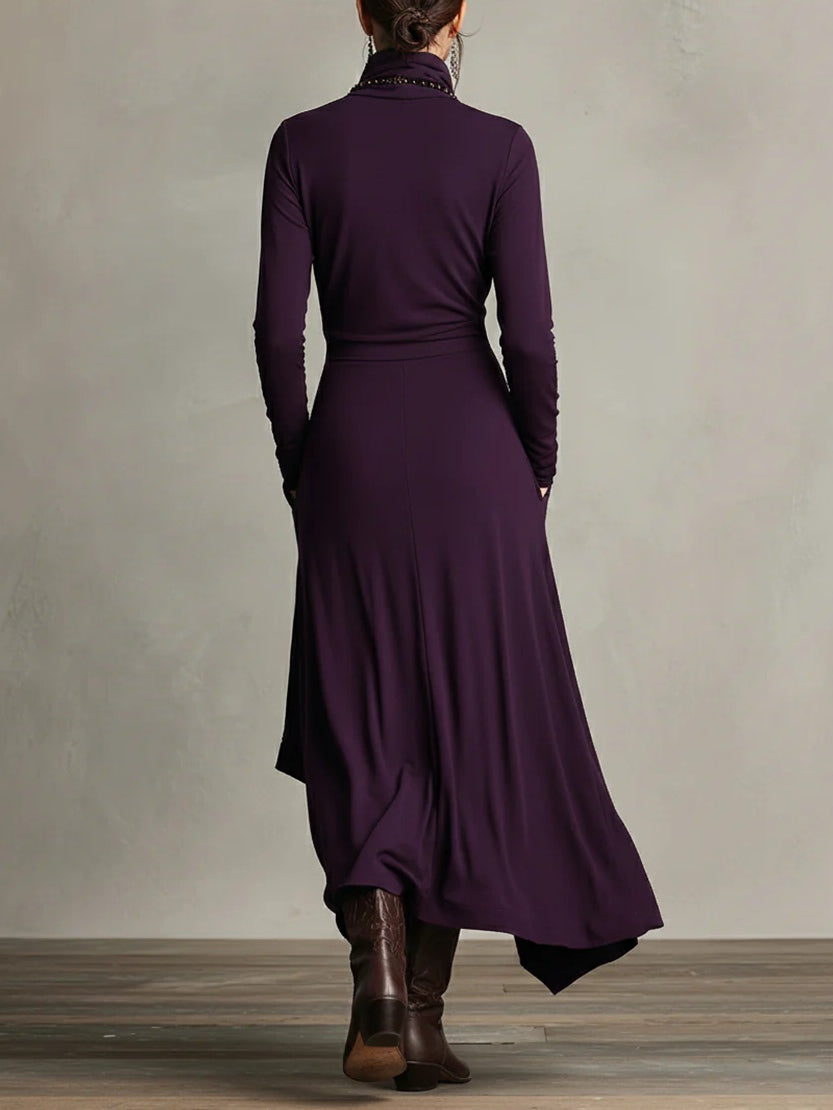Turtleneck A-Line Long Dress