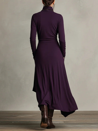 Turtleneck A-Line Long Dress
