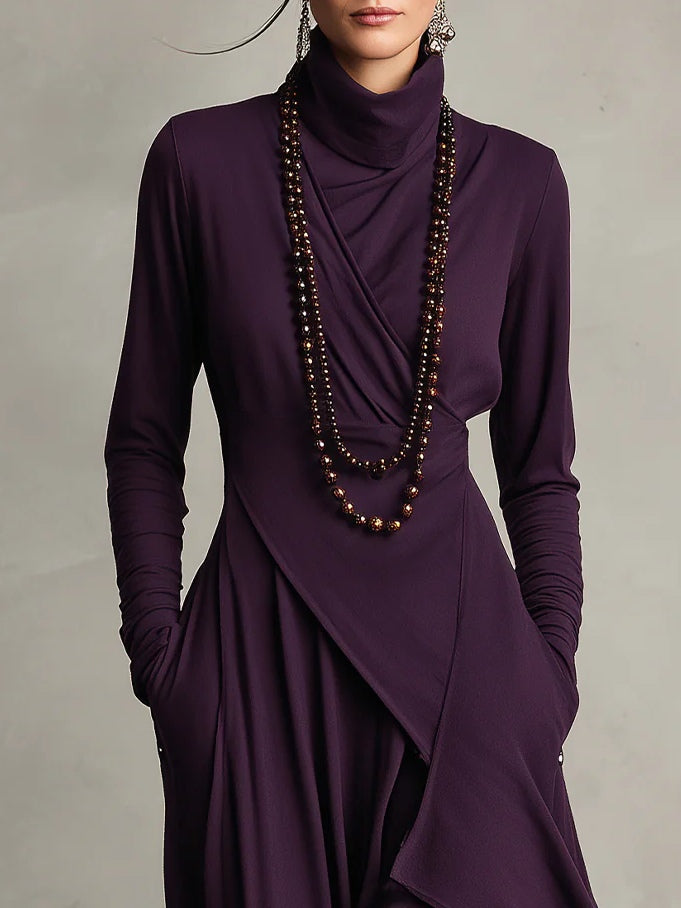 Turtleneck A-Line Long Dress