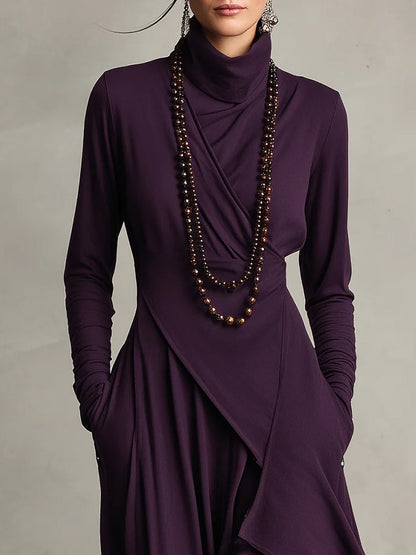 Turtleneck A-Line Long Dress