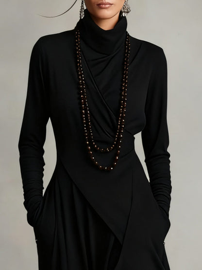 Turtleneck A-Line Long Dress