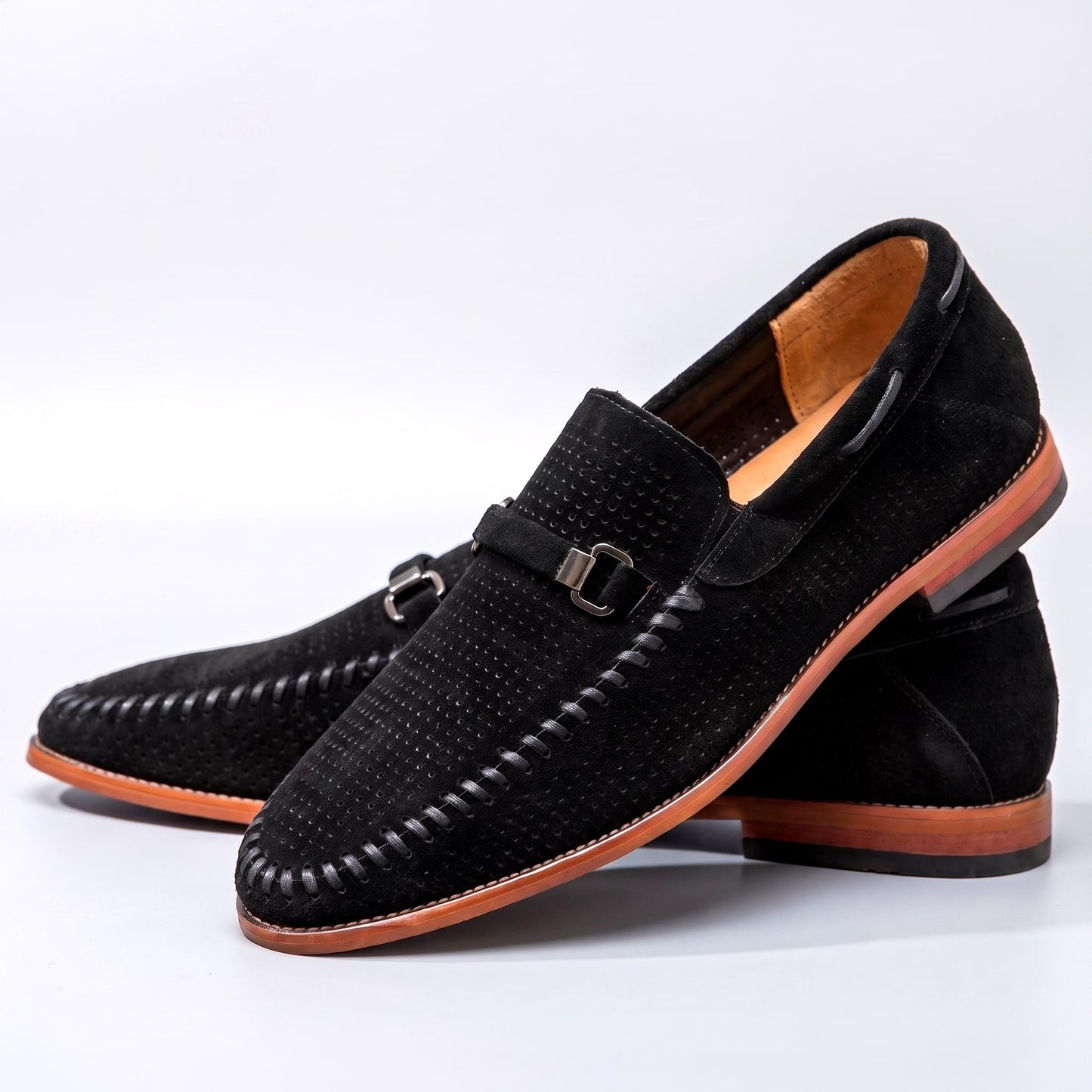Perforated Suede Loafers