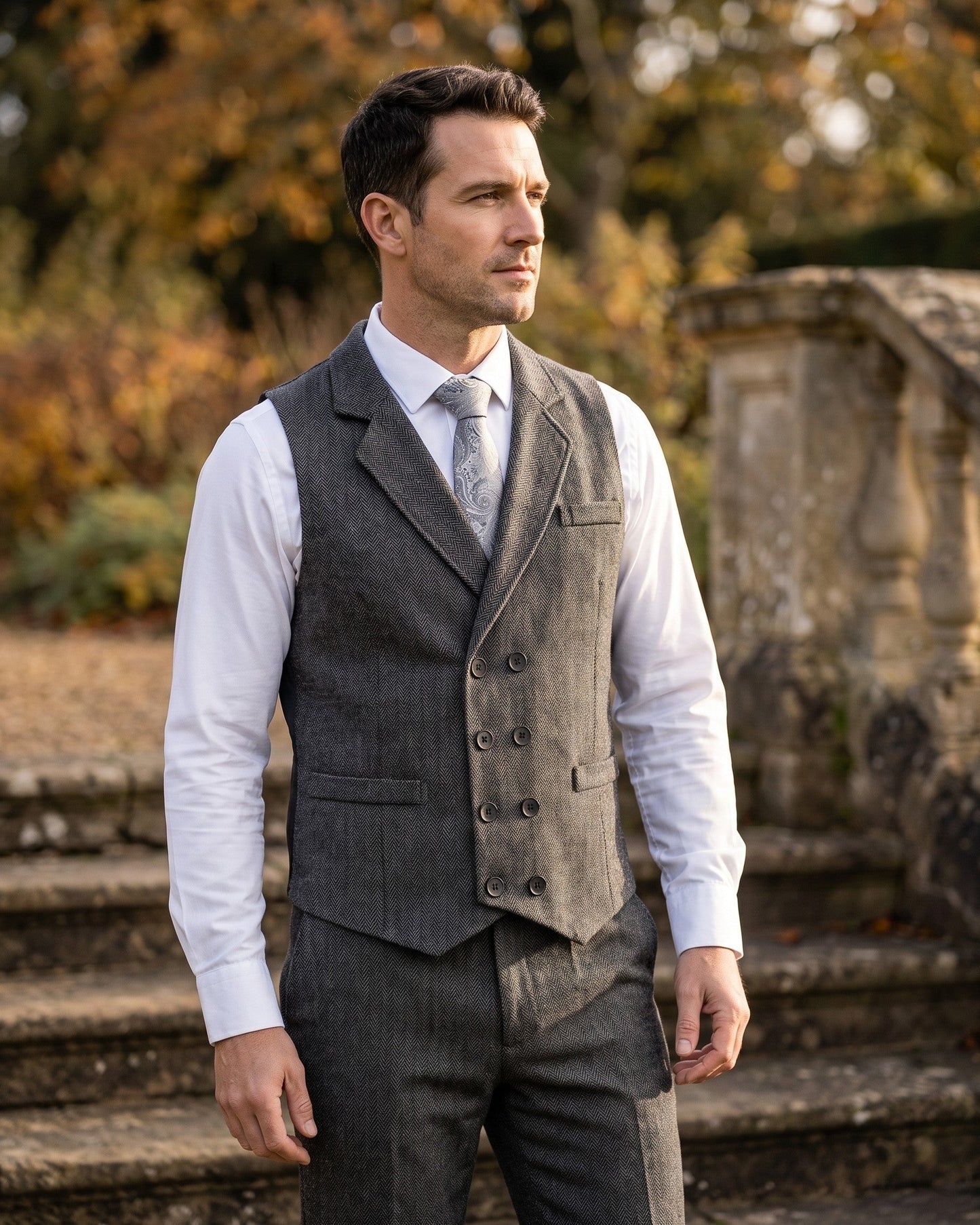 Retro Tweed Suit Vest