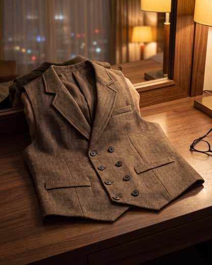 Retro Tweed Suit Vest
