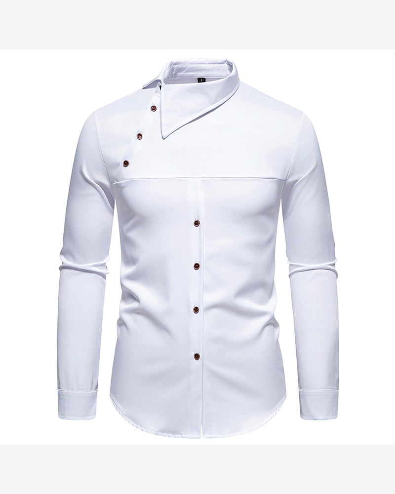 Stand Collar Irregular Button Shirt
