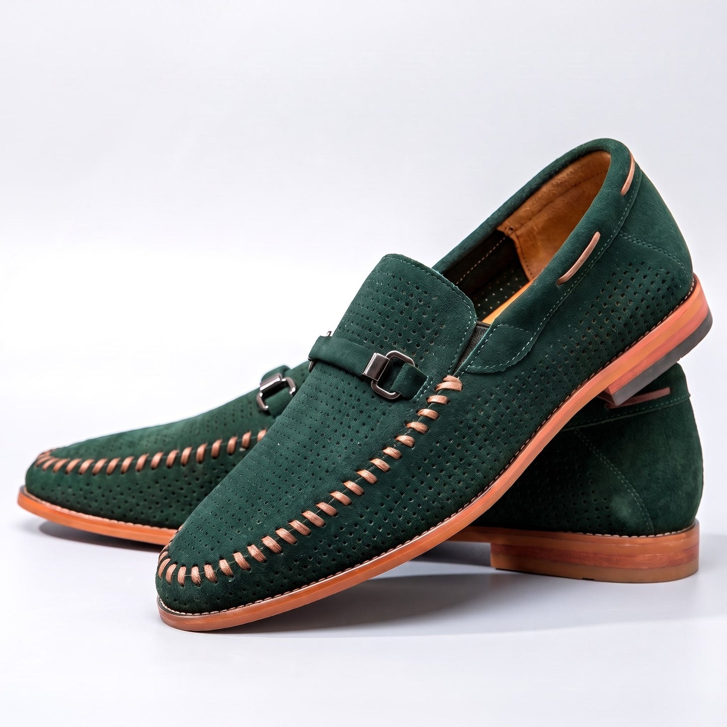Perforated Suede Loafers